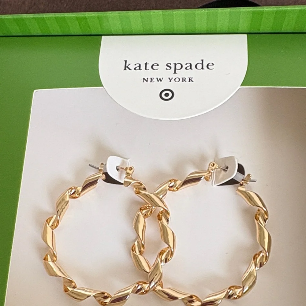 Kate Spade Gold Ribbon Hoop Earrings - Picture 2 of 6